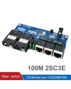 Ethernet switch Fiber Optical Media Converter Single Mode 2 SC fiber Port and 3 RJ45 10/100M PCBA