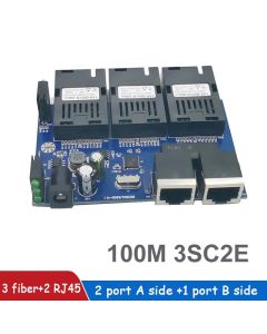 Ethernet switch Fiber Optical Media Converter Single Mode 3 SC fiber Port and 2 RJ45 10/100M PCBA