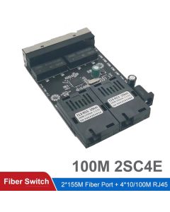 Ethernet switch Fiber Optical Media Converter Single Mode 2 SC fiber Port and 4 RJ45 10/100M PCBA