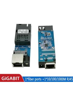 Mini media converter 1F1E gigabit 1SC1EMN optical fiber ethernet switch 1 port fiber 1 RJ45 Fiber switch for ip camera PCBA board 1000M